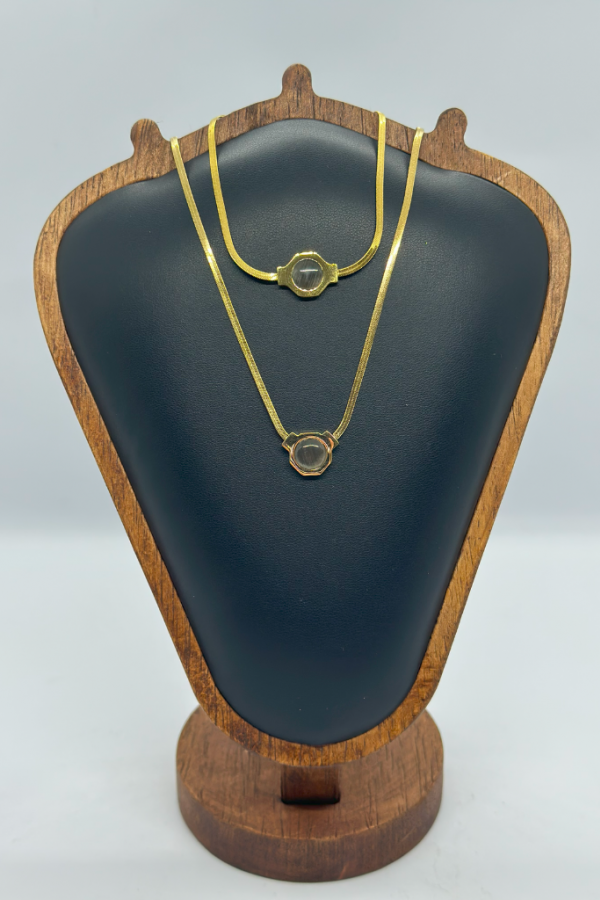 Gri Renk Doğal Taşlı Kolye