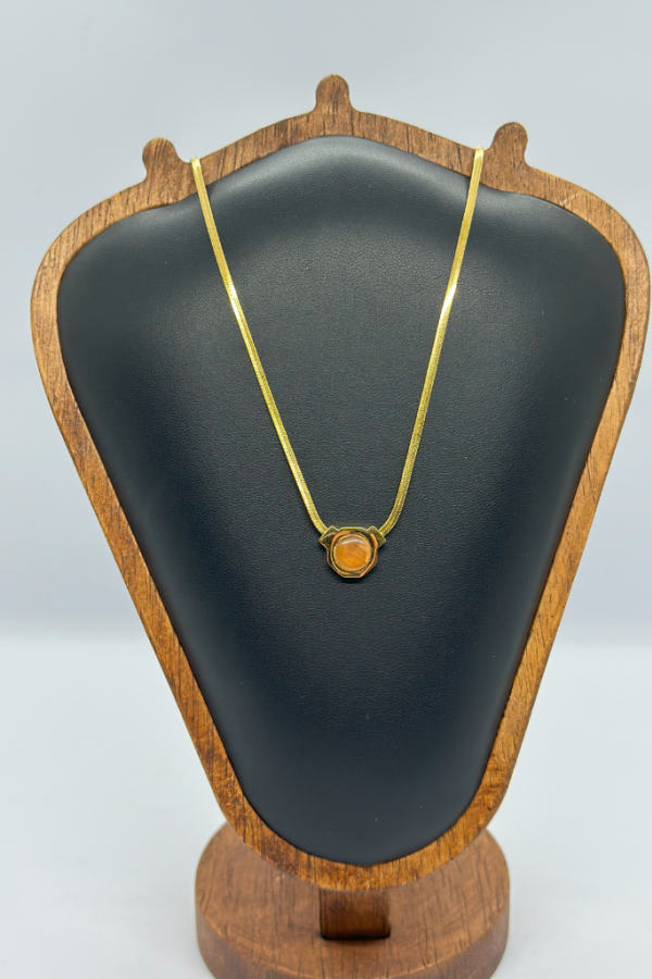 Kahve Renk Doğal Taşlı Kolye