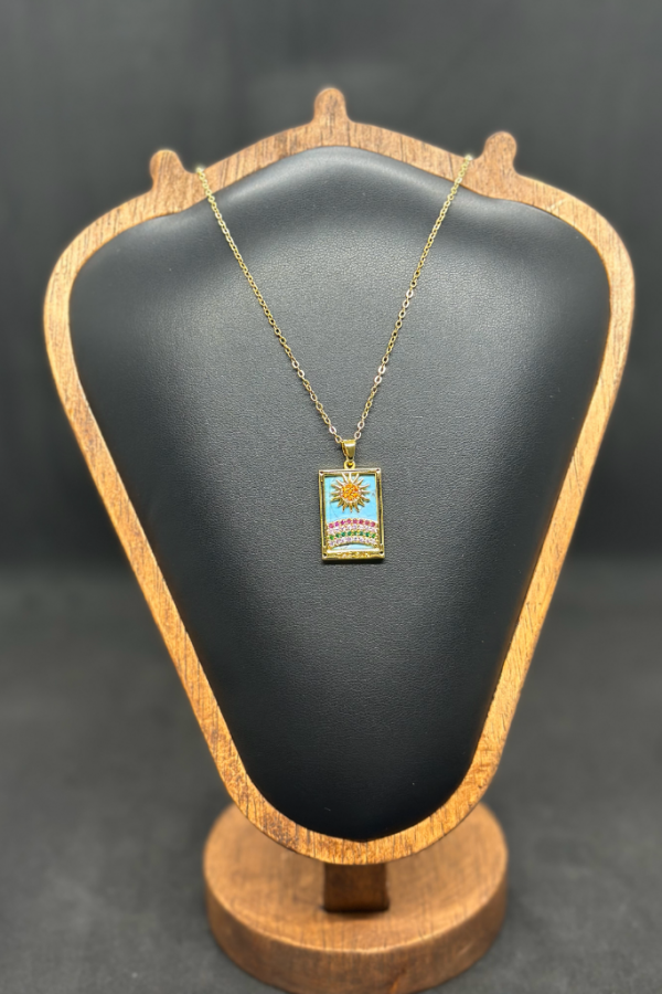 Güneş Turkuaz Tarot Kolye