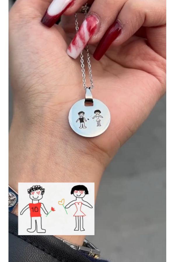 Kişiye Özel Resim Çizimli Kolye